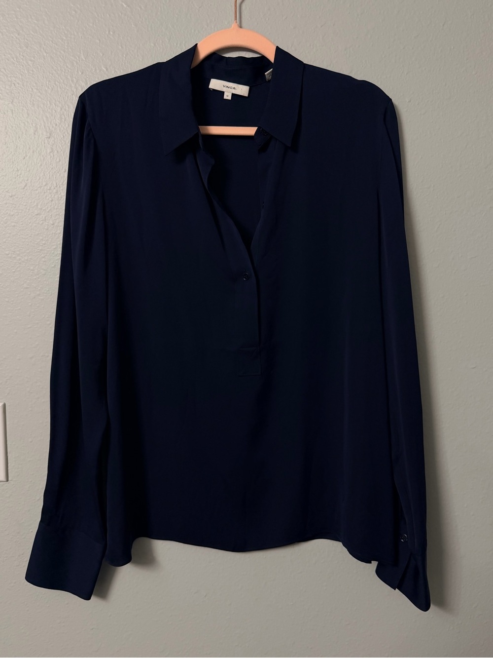 Vince Dark Navy Long-Sleeve Button-Down Shirt